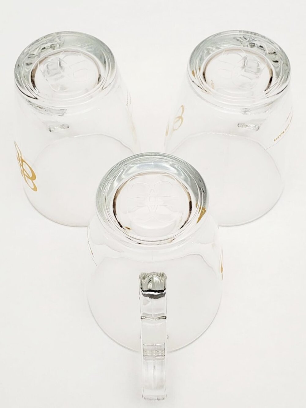 BAILEYS Irish Cream 3 x Vintage Clear Glass & Gold BB Logo Coffee Mug Cup Set - Picture 12 of 12